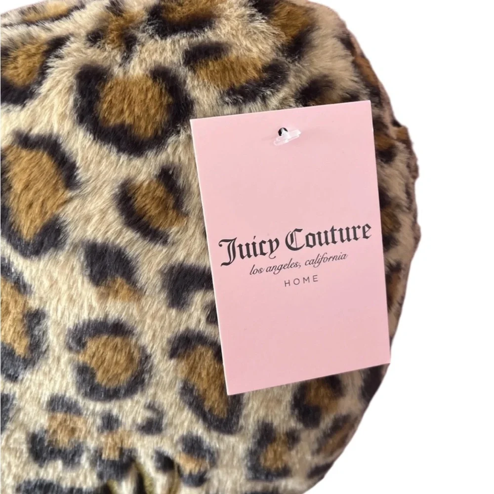 Juicy Couture Plush Faux Fur Heart Leopard/Cheetah Throw Pillow